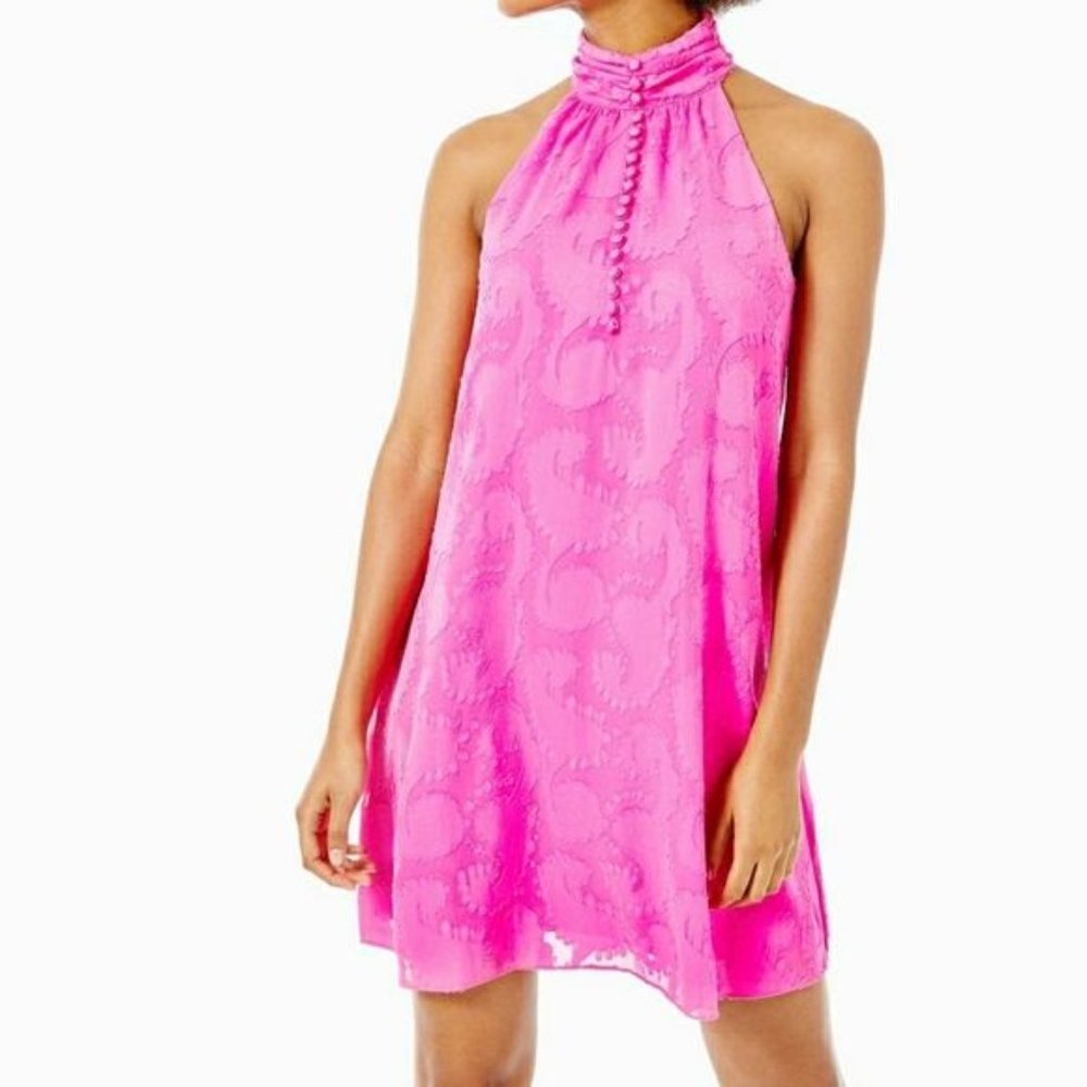 Lilly Pulitzer Kristine Hot Pink Halter Dress XS